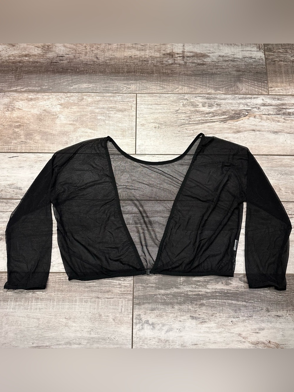 Black Sheer Mesh Cropped 1/2 sleeve